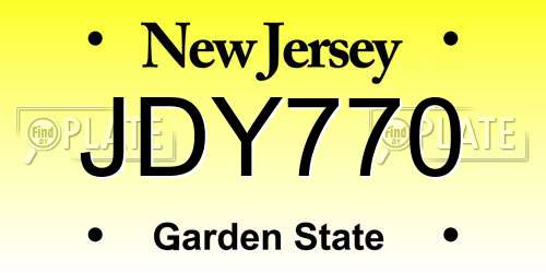 JDY770 New Jersey License Plate