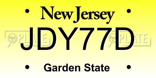 JDY77D New Jersey License Plate
