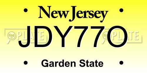JDY77O New Jersey License Plate