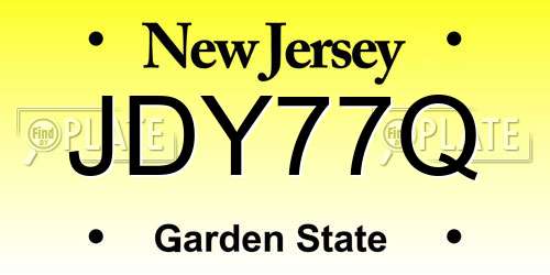 JDY77Q New Jersey License Plate