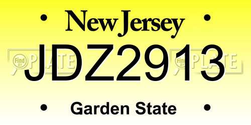 JDZ2913 New Jersey License Plate