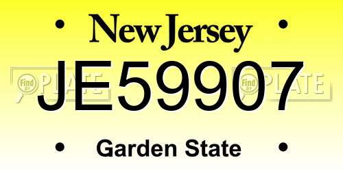 JE59907 New Jersey License Plate