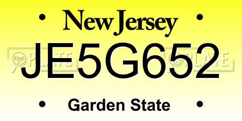 JE5G652 New Jersey License Plate