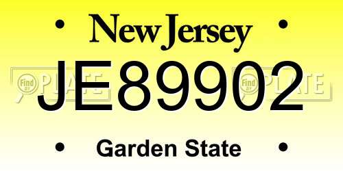 JE89902 New Jersey License Plate