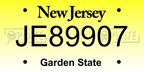 JE89907 New Jersey License Plate