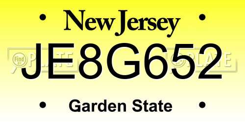 JE8G652 New Jersey License Plate