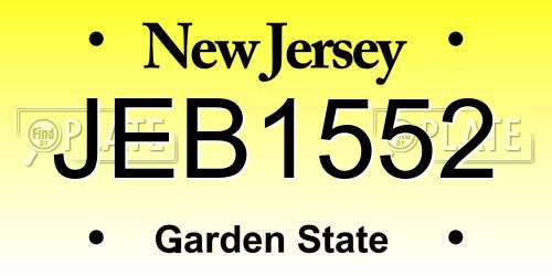 JEB1552 New Jersey License Plate