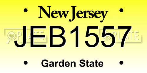 JEB1557 New Jersey License Plate