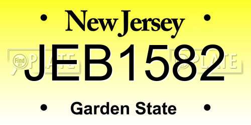 JEB1582 New Jersey License Plate