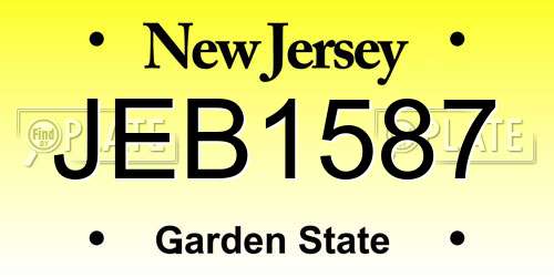 JEB1587 New Jersey License Plate