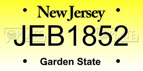 JEB1852 New Jersey License Plate