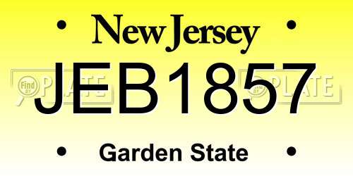 JEB1857 New Jersey License Plate