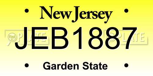 JEB1887 New Jersey License Plate