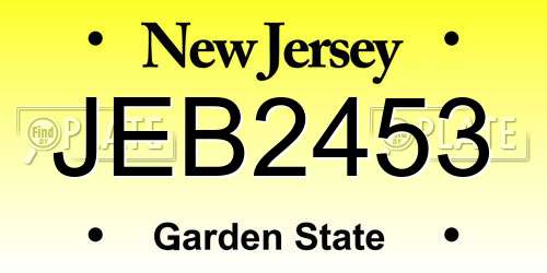 JEB2453 New Jersey License Plate