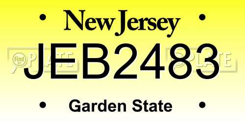 JEB2483 New Jersey License Plate