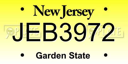 JEB3972 New Jersey License Plate