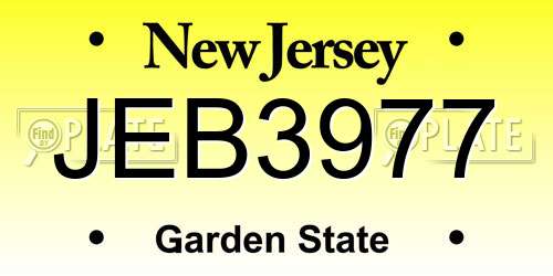 JEB3977 New Jersey License Plate