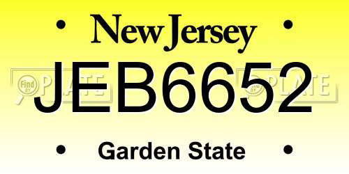 JEB6652 New Jersey License Plate