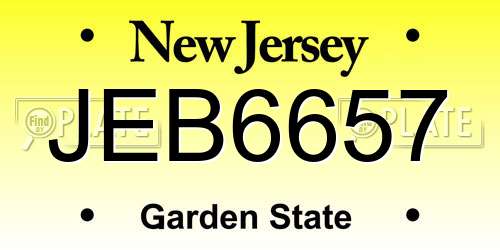 JEB6657 New Jersey License Plate