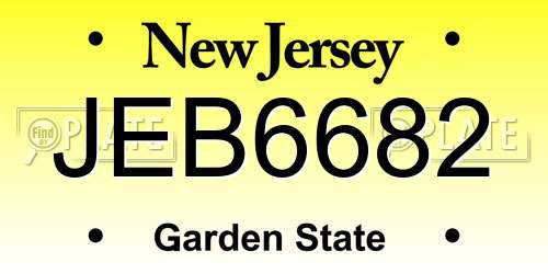 JEB6682 New Jersey License Plate
