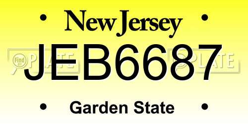 JEB6687 New Jersey License Plate