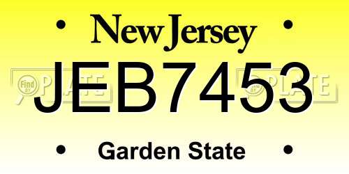 JEB7453 New Jersey License Plate