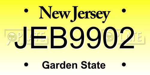 JEB9902 New Jersey License Plate