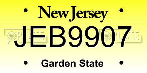 JEB9907 New Jersey License Plate