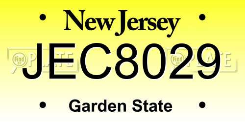 JEC8029 New Jersey License Plate