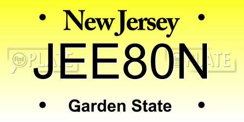 JEE80N New Jersey License Plate