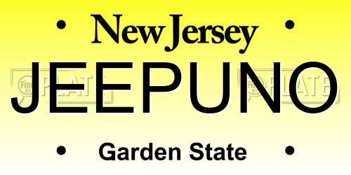 JEEPUNO New Jersey License Plate