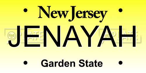 JENAYAH New Jersey License Plate