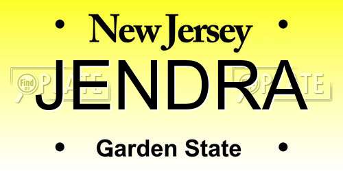 JENDRA New Jersey License Plate
