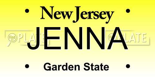 JENNA New Jersey License Plate