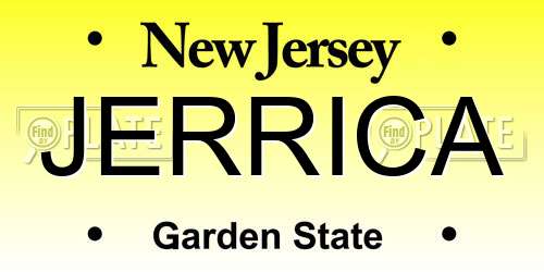 JERRICA New Jersey License Plate