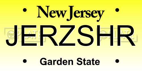 JERZSHR New Jersey License Plate