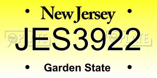 JES3922 New Jersey License Plate