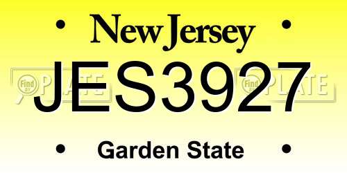JES3927 New Jersey License Plate