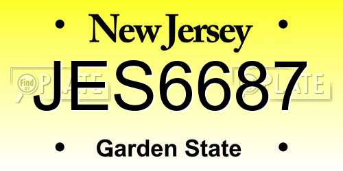 JES6687 New Jersey License Plate