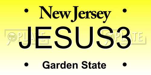 JESUS3 New Jersey License Plate