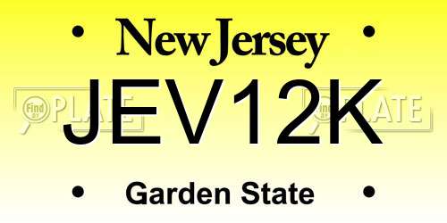 JEV12K New Jersey License Plate