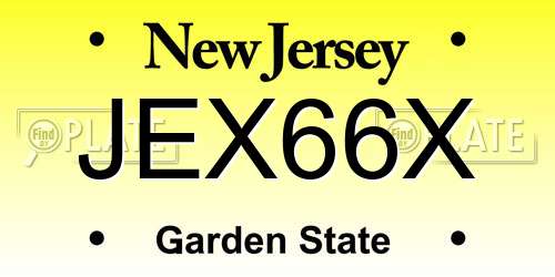 JEX66X New Jersey License Plate