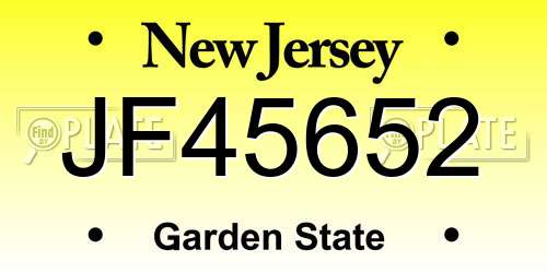 JF45652 New Jersey License Plate