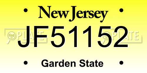 JF51152 New Jersey License Plate