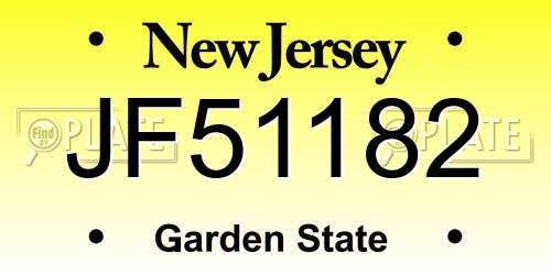 JF51182 New Jersey License Plate