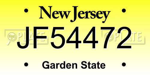 JF54472 New Jersey License Plate