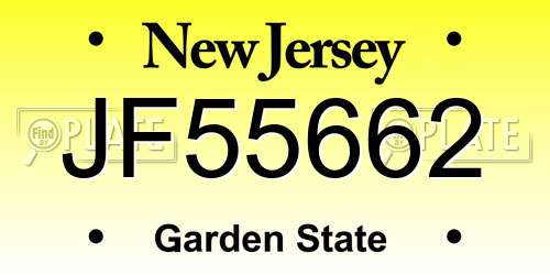 JF55662 New Jersey License Plate