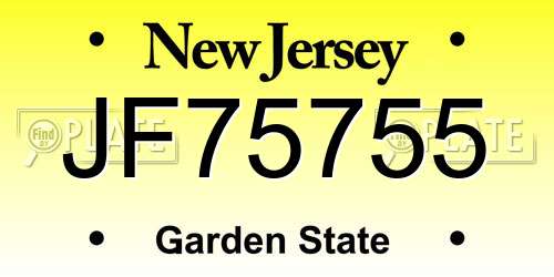 JF75755 New Jersey License Plate