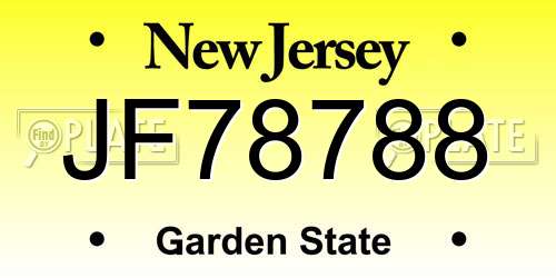 JF78788 New Jersey License Plate