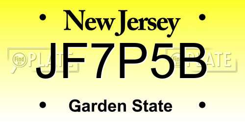 JF7P5B New Jersey License Plate